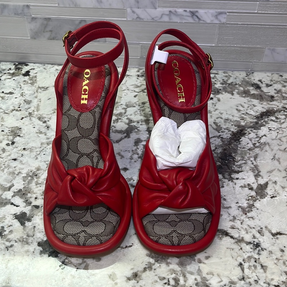 Red COACH Quincey Leather sandal UNWORN !!